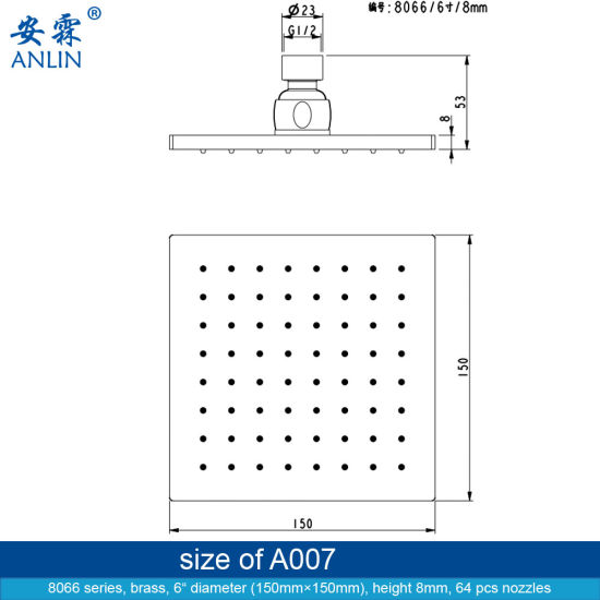 6 Inch Rainfall Wholesale Shower Head